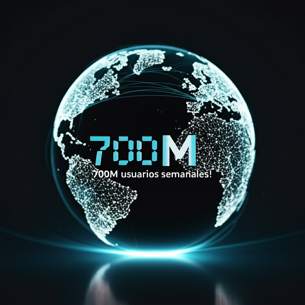 Generate a high-quality, relevant image prompt for an article about: ChatGPT: ¡700M usuarios semana